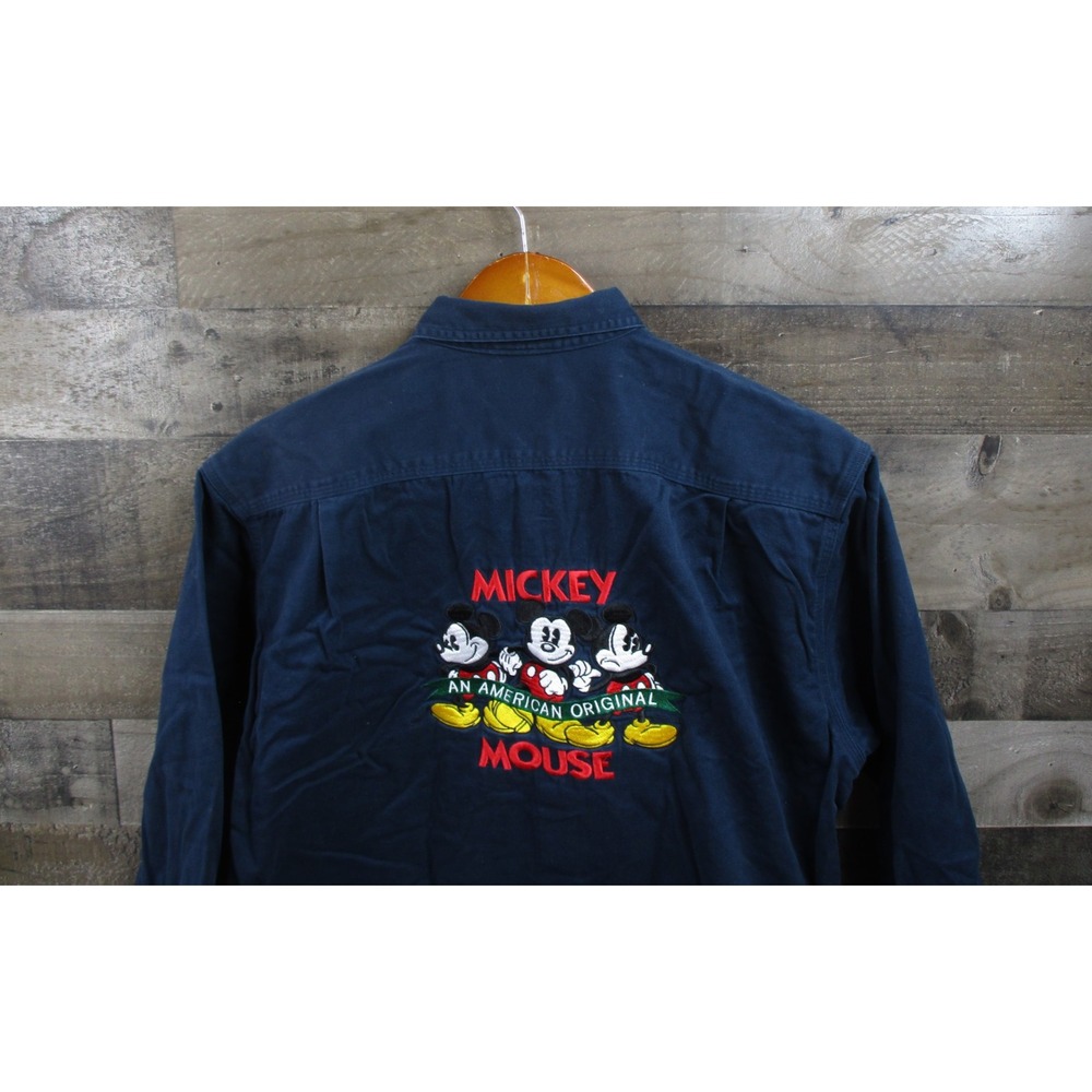 Disneyland Paris Mickey Mouse Shirt Mens Medium Embroidered Long Sleeve Pocket